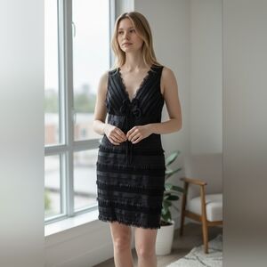 May Queen Black Textured Mini Dress